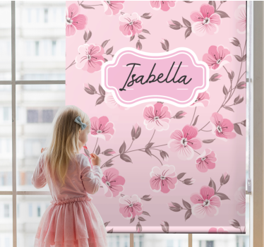 Cherry blossoms with name childrens blind - TenStickers