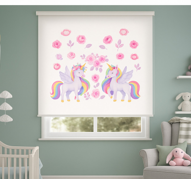 Pink unicorn and flowers childrens blind - TenStickers