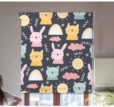 PLAYFUL ANIMALS PATTERN funky roller blind - TenStickers