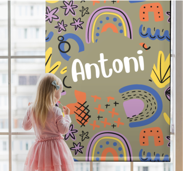 Geometric rainbows with name childrens blind - TenStickers