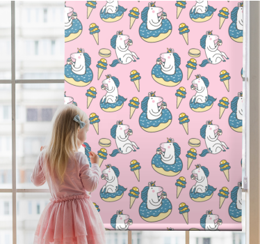 Playful Unicorns Eating funky roller blind - TenStickers