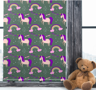 Purple unicorn pattern childrens blind - TenStickers