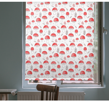 Red mushroom lovely pattern Kitchen window blind - TenStickers