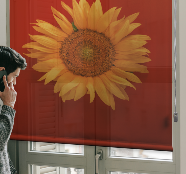 Red orange sunflower  Flower roller blind - TenStickers