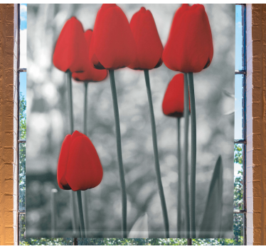 Red tulips colourful Flower roller blind - TenStickers