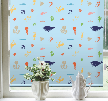 Sea animals on light  Living room roller blind - TenStickers