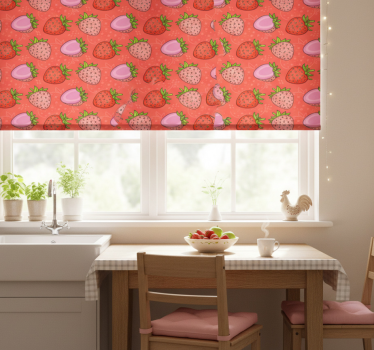 Seamless red and pink strawberries kitchen blind - TenStickers