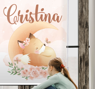 Sleeping fox on moon with name childrens blind - TenStickers