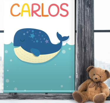 Sleeping Whale With Name childrens blind - TenStickers