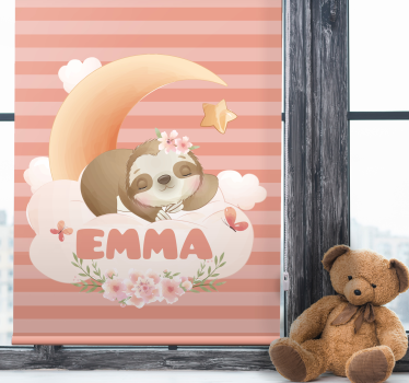 Name with sloth and moon childrens blind - TenStickers