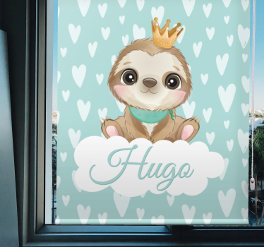 Sloth with crown and name childrens blind - TenStickers