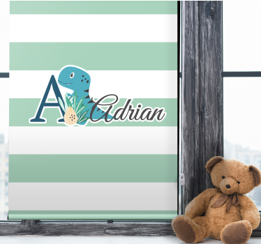 Striped dinosaur with name childrens blind - TenStickers