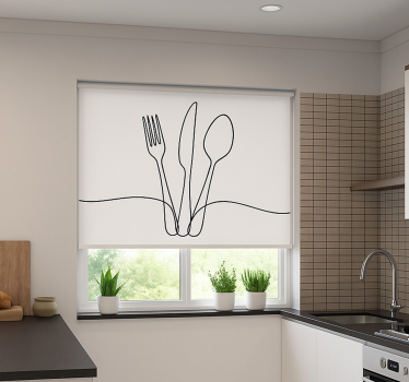 Stylish lines of utensils kitchen blind - TenStickers