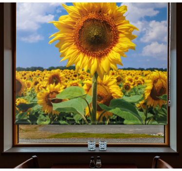 Sunflower with blue sky Flower roller blind - TenStickers