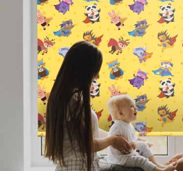 Superhero Animal Characters funky roller blind - TenStickers