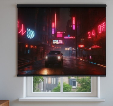 Teenage roller blind dystopian nighttime city - TenStickers