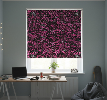 Teenage roller blind in pink and black graffiti - TenStickers