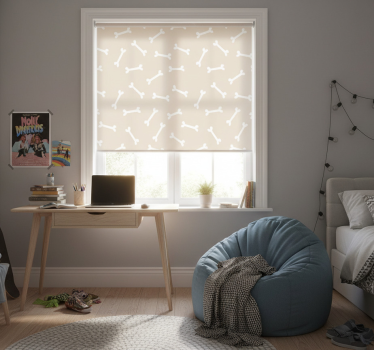 Teenage roller blind with dog bones on beige background - TenStickers