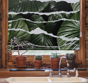 Torn leaf patterns kitchen blind - TenStickers