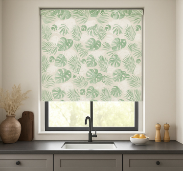 Tropical botanical leaves kitchen blind - TenStickers
