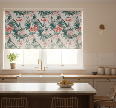 Tropical plants and flowers kitchen blind - TenStickers
