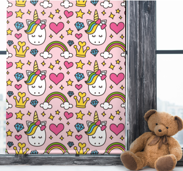 Unicorn Rainbow Pattern funky roller blind - TenStickers