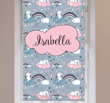 Bear rainbow with name childrens blind - TenStickers