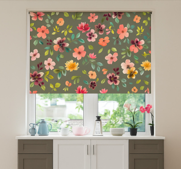 Vibrant Watercolor flowers kitchen blind - TenStickers