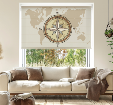 vintage cartography and compass World map blind - TenStickers