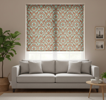 Vintage roller blind elegant damask pattern - TenStickers