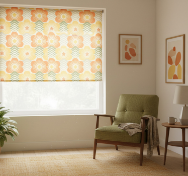 Vintage roller blind with 1970s blooming retro design - TenStickers