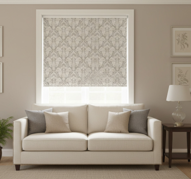 Vintage roller blind with elegant floral scroll - TenStickers