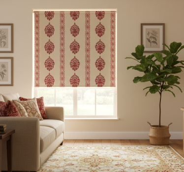 Vintage roller blind with elegant red patterns - TenStickers