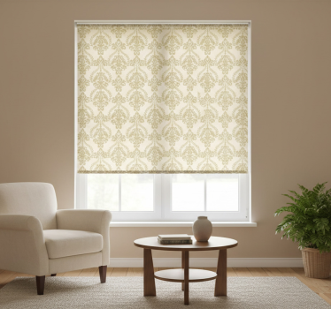 Vintage roller blind with floral beige accents - TenStickers