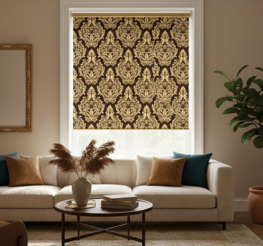 Vintage roller blind with golden floral design - TenStickers