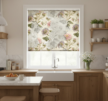 Vintage style flowers with beige background kitchen blind - TenStickers