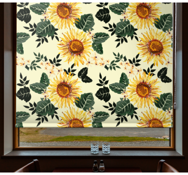 Vintage sunflower Flower roller blind - TenStickers