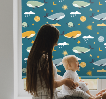 Whales pattern childrens blind - TenStickers