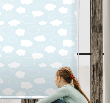 White and light blue drawing style Cloud roller blind - TenStickers