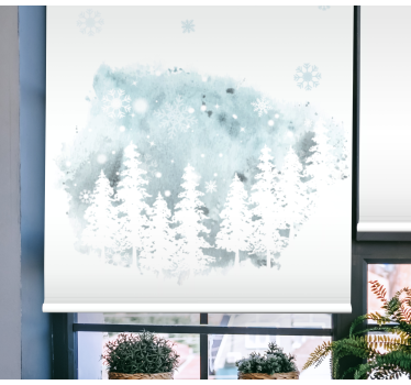 winter conifer artwork Living room roller blind - TenStickers