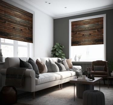 Wooden dark brown Rustic roller blind - TenStickers