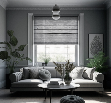 Wooden dark gray Rustic roller blind - TenStickers