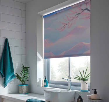 Zen cherry tree flowers branch bathroom blind - TenStickers