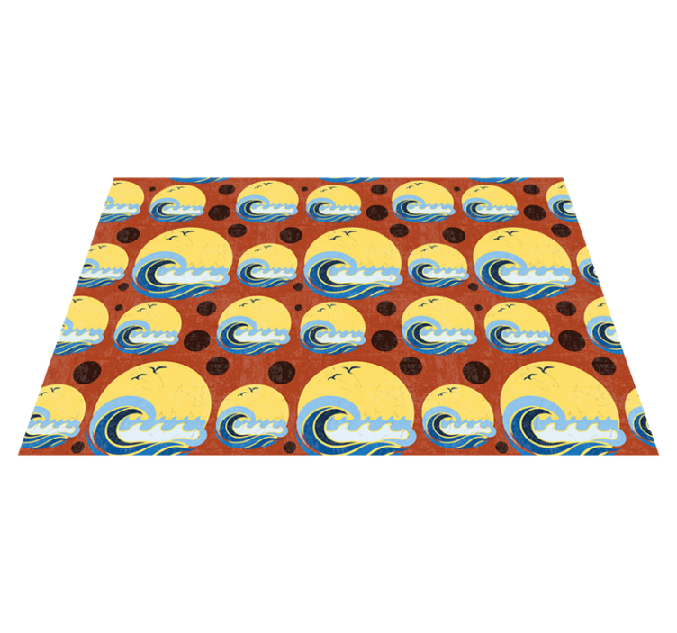 Sun, Beach and Wave pattern 70's sun placemats - TenStickers