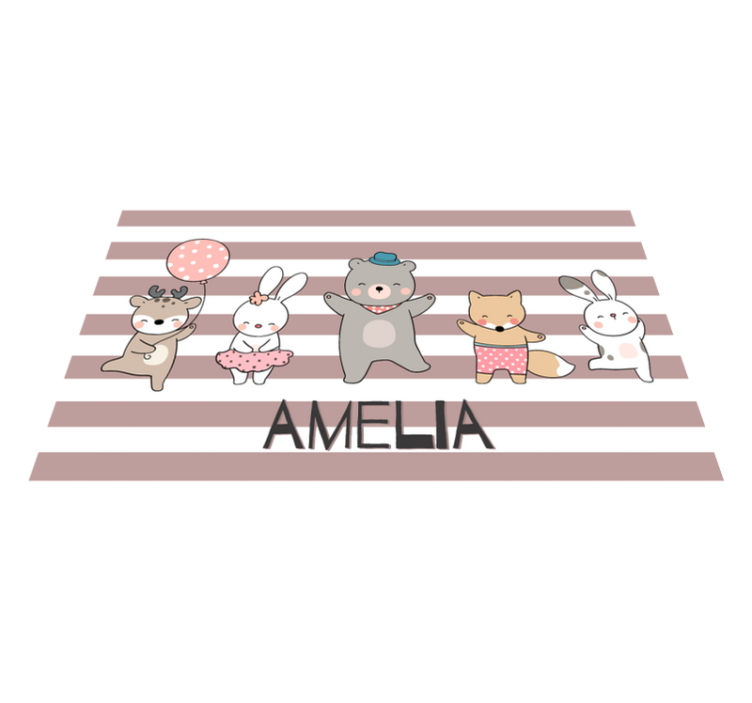 Animals dancing with personalised name kids placemat - TenStickers
