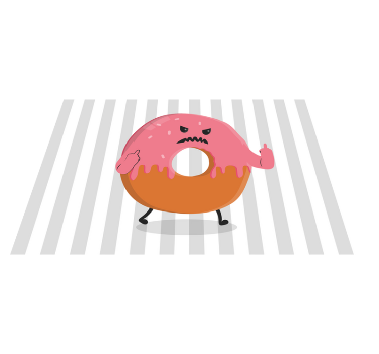 Angry pink donut original placemats - TenStickers