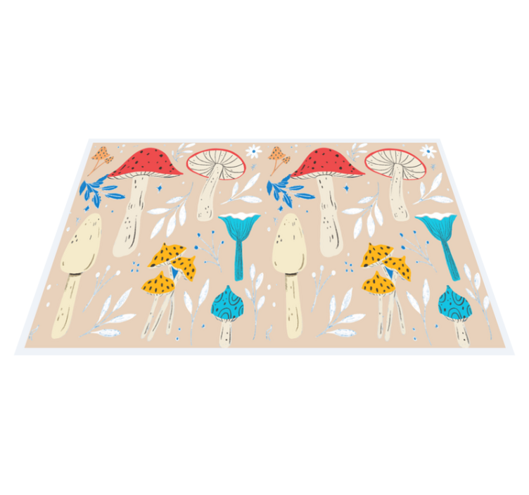 Classic mushrooms beige background placemats - TenStickers