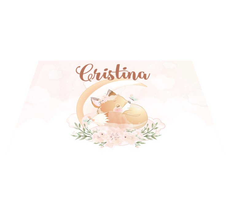 Cute fox for girl with name children placemats - TenStickers
