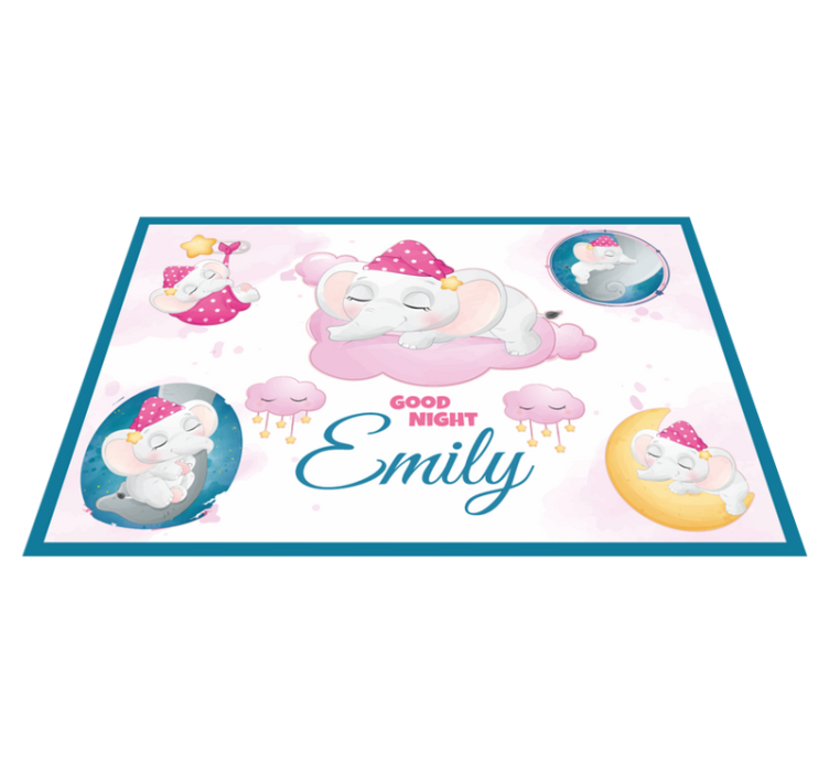 Cute elephant girl with name children placemats - TenStickers