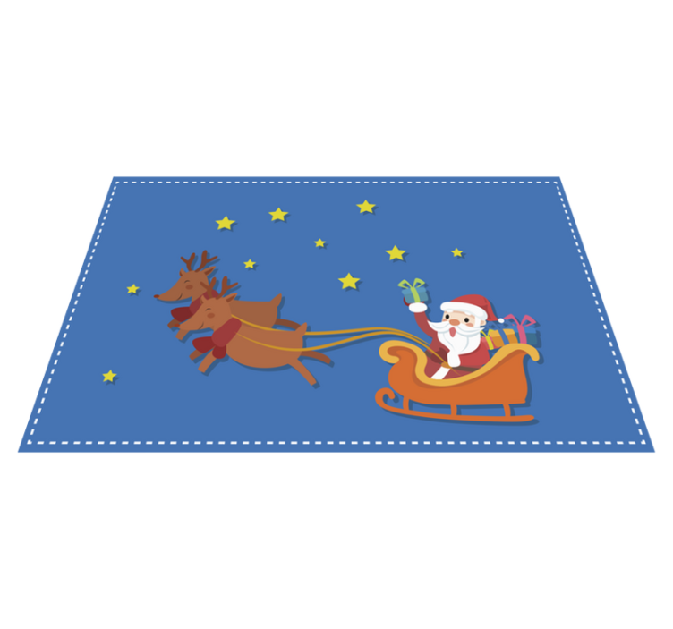 Cartoon Santa in his sleigh Christmas placemats - TenStickers